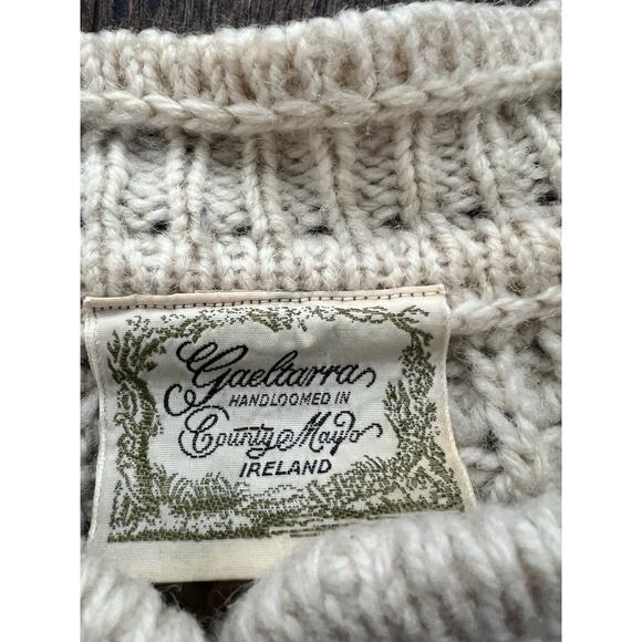 Gaeltarra Fisherman Cable Knit Wool Grandpa Sweater Button-Up Ireland - Picture 3 of 4